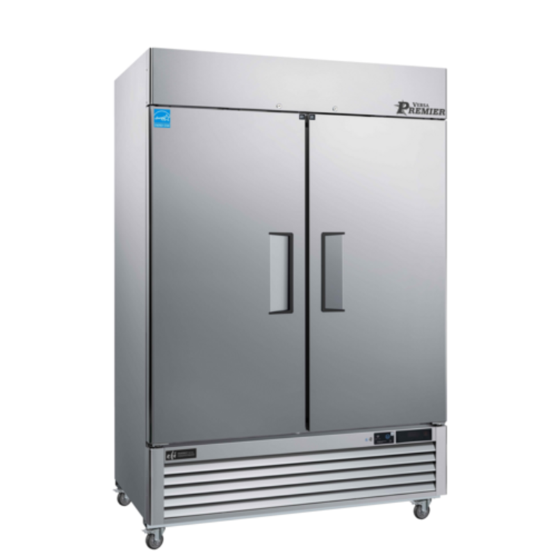 Alt Tag: Versa Premier C2-54VCP 54 Inch Two Door Reach-In Cooler Refrigerator stainless steel 2-door commercial reach-in cooler