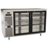 60 Inch Back Bar Refrigerator With Glass Doors And Shelving For Beverage Storage