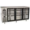 Back Bar Refrigerator With Three Glass Doors And Stainless Steel Exterior For Beverage Storage