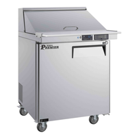 Alt Tag: Versa Premier CMDR1-27VCP-L 27-Inch Single Door Mega Top Prep Table stainless steel sandwich salad prep refrigerator with mega top lid