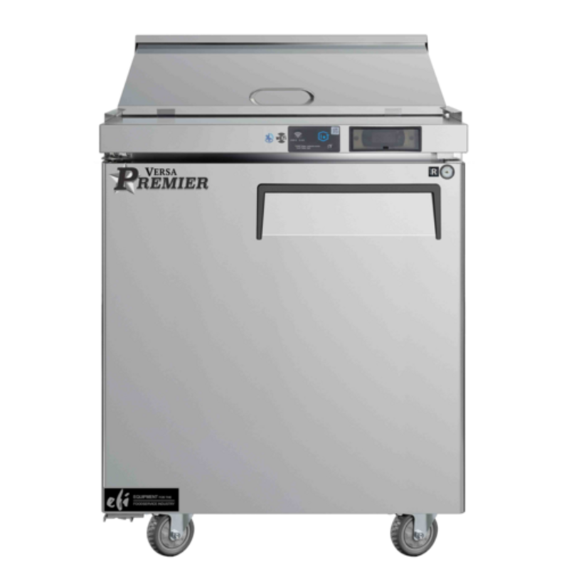 Alt Tag: Versa Premier 27 Inch Single Door Sandwich Salad Prep Table refrigerated prep table with left-hinge door and stainless steel exterior