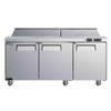 Alt Tag: Versa Premier CSDR3-72VCP 72-Inch Mega Top Sandwich Salad Unit stainless steel commercial prep table with 3 doors