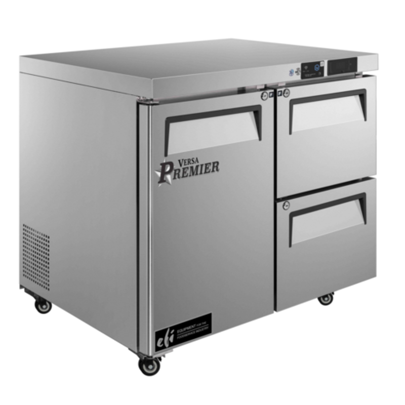 Versa Premier 36 Inch Undercounter Refrigerator With Drawers Featuring One Door And Two Drawers In Stainless Steel Finish
