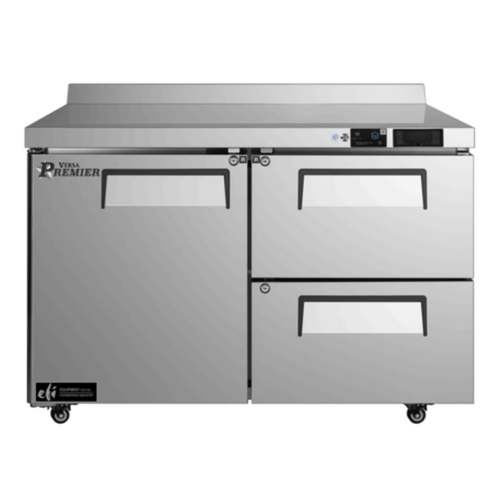 Alt Tag: Versa Premier CWDW2-48VCP 48 Inch Refrigerated Worktop Counter Cooler stainless steel commercial prep table with drawers