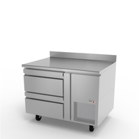 46 Inch Refrigerated Worktop Refrigerator Featuring Two Drawers And Stainless Steel Finish