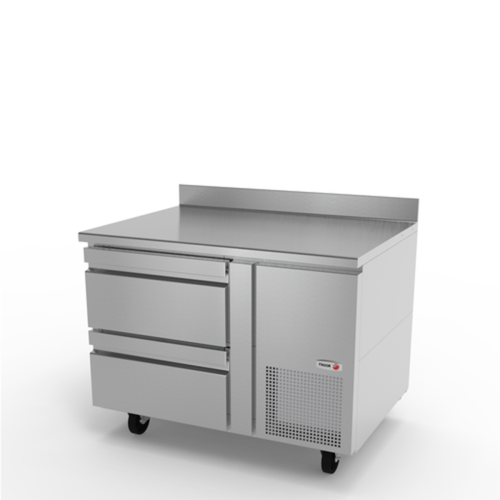 46 Inch Refrigerated Worktop Refrigerator Featuring Two Drawers And Stainless Steel Finish