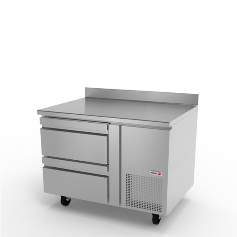 46 Inch Refrigerated Worktop Refrigerator Featuring Two Drawers And Stainless Steel Finish