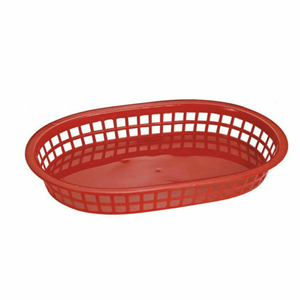 Omcan 80356 10-3/4" x 7-1/4" Oval Red Plastic Fast Food Basket