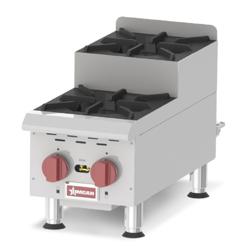 OMCAN 44198 12-inch Two-Burner Countertop Gas Hotplate For Efficient Commercial Cooking