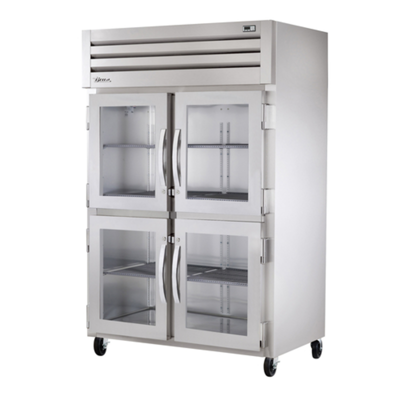 True STA2H-4HG 52-5/8 Inch Two Section Glass Door Heated Cabinet for commercial food service use.