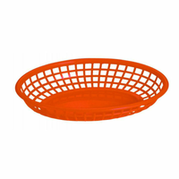 Omcan 80360 10.75-inch Rectangular Durable Red Handle Fast Food Fry Basket red plastic serving basket for fries, onion rings, appetizers