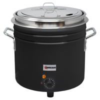 Chauffe-bouilloire Omcan 44392 style rétro noir de 11 litres avec couvercle en acier inoxydable et cadran de contrôle de température