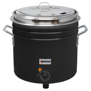 Chauffe-bouilloire Omcan 44392 style rétro noir de 11 litres avec couvercle en acier inoxydable et cadran de contrôle de température