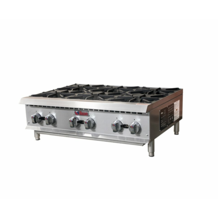 IKON IHP-6-36 36.5"W Countertop Natural Gas 6-Burner Hotplate