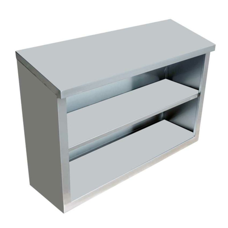 Omcan 46408 Stainless Steel Wall Cabinet With Open Front And Shelves For Efficient Storage