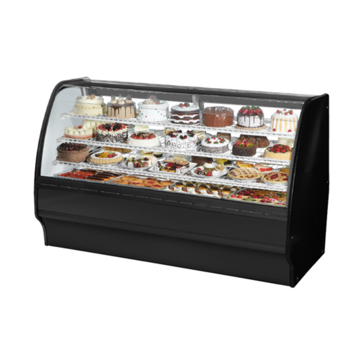 True TGM-R-77-SC/SC-S-S 77.25"W Curved Glass Refrigerated Bakery Display Case
