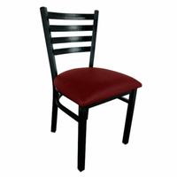 Omcan 47594+69746 Ladder Back Side Chair Black Metal Burgundy