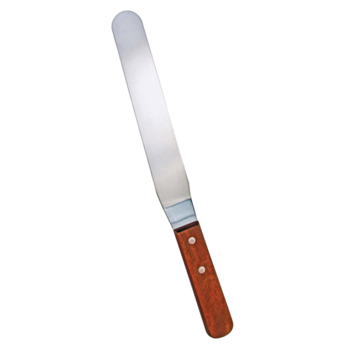 Alt Tag: Omcan 80145 14-inch Stainless Steel Baker's Spatula Wooden Handle with wooden handle and stainless steel blade
