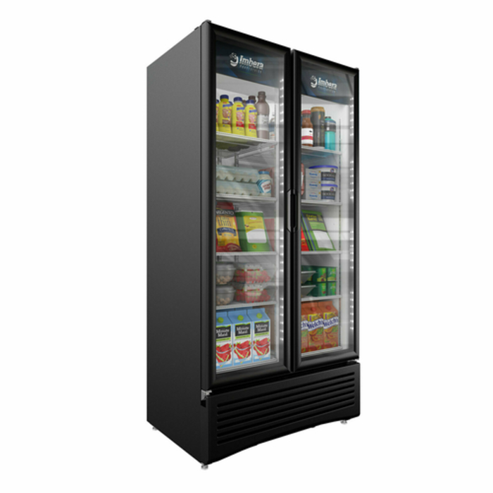 Imbera VRD26 HC BW 39" Two-Section Glass Door Refrigerator Merchandiser