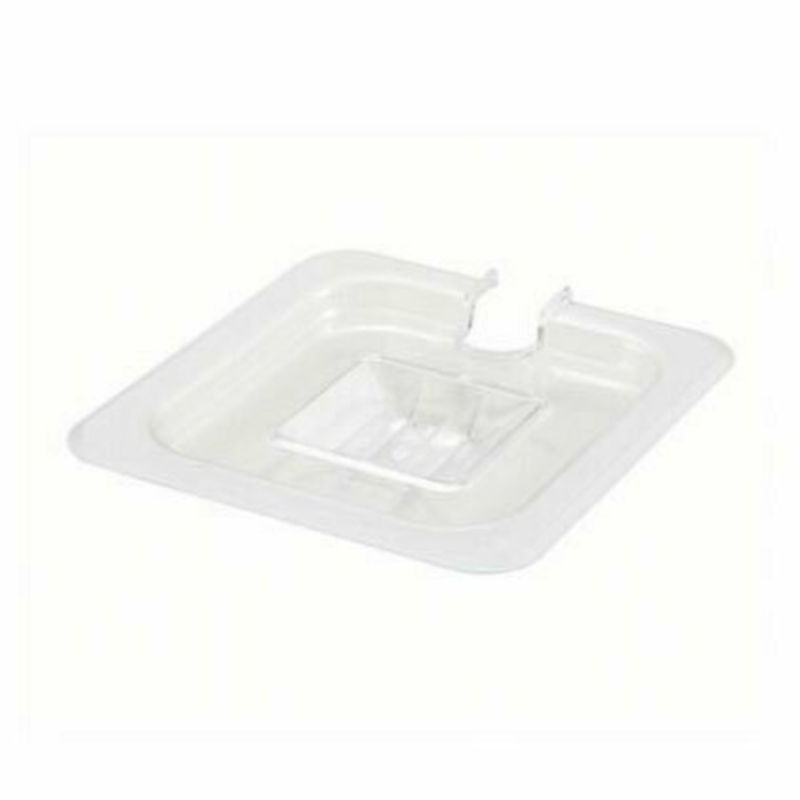 Omcan 80016 Polycarbonate Clear Slotted Cover for 1/6 Size Food Pans clear slotted food pan lid for commercial kitchen storage