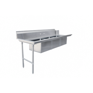 Omcan 48497 Soiled Dishtable 84"W x 30"D with Three Sinks