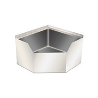 Omcan 47470 Stainless Steel Corner Mop Sink with a sleek design, perfect for efficient cleaning in tight spaces.