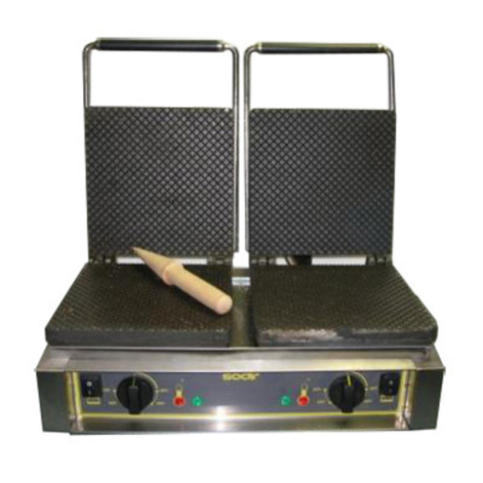 Equipex GED40 Roller Grill Double Cone Waffle Baker 2 Capacity