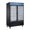 Omcan 53032 53" Wide Two Door Glass Merchandiser Refrigerator, perfect for showcasing products with glass doors.