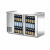 Commercial Back Bar Cooler Featuring Double Doors And Bottles Of Beer Inside For Efficient Beverage Storage