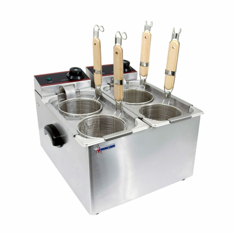 OMCAN 43558 8L Countertop Electric Pasta Cooker with Four Baskets, dual 4L tanks stainless steel commercial pasta cooker