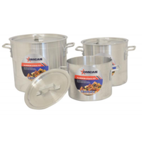 Omcan 43368 20 Qt. Heavy-Duty Aluminum Stock Pot with Lid, commercial aluminum stock pot with handles and lid for soups and stocks