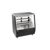 OMCAN 50104 50" Black Square Glass Refrigerated Deli Display Case With Shelves For Organized Food Presentation