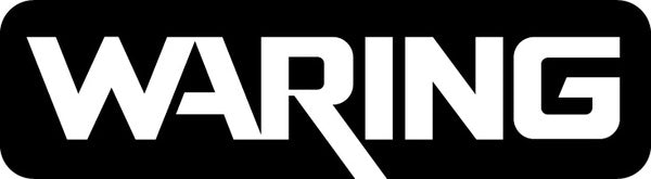 Waring logo in white on a black background
