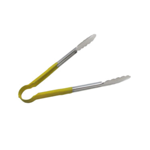 SEP-10YL 10" Heavy-Duty Stainless Steel Scalloped Utility Tongs, Yellow