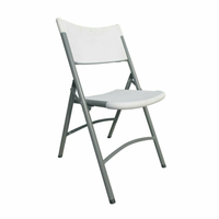 Omcan 44357 Indoor/Outdoor Plastic Folding Chair with Gray Metal Frame