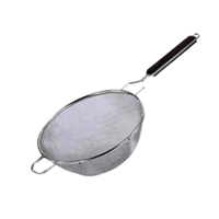 DSM-10 10" Stainless Steel Double Mesh Strainer Hardwood Handle