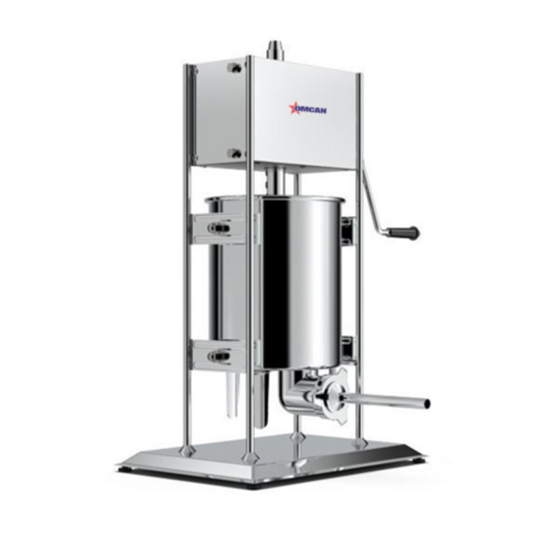 Omcan 47499 5 kg (11 lb) Stainless Steel Vertical Manual Sausage Stuffer stainless steel vertical hand-crank sausage stuffer