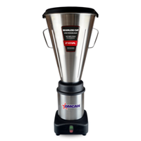 Omcan 48006 10L Capacity Countertop Food Blender Stainless Steel with seamless stainless cup and plastic lid, commercial countertop blender