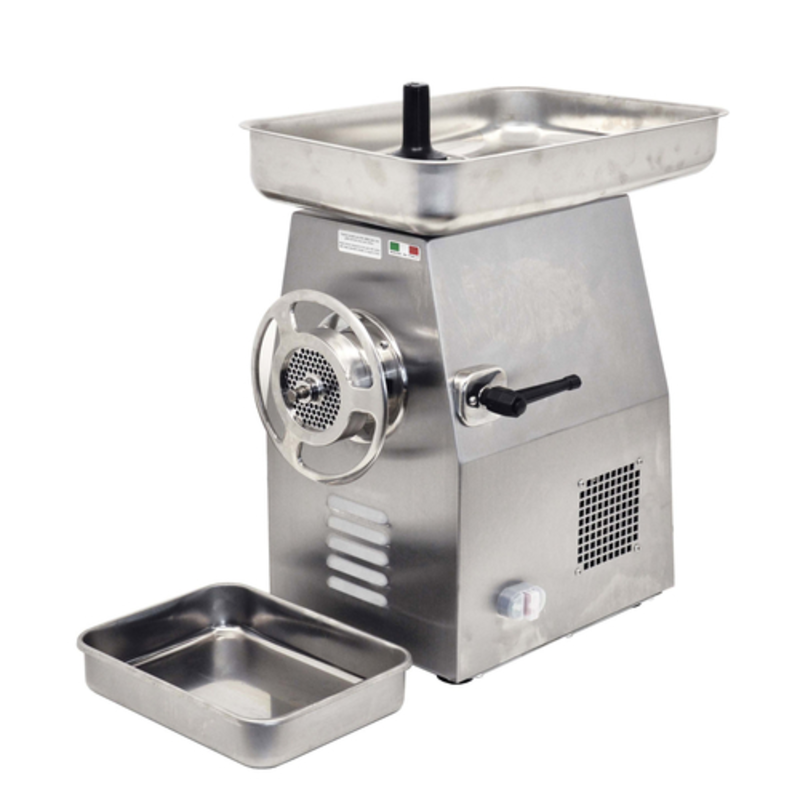 Heavy Duty Electric Meat Grinder With Stainless Steel Construction For Commercial Kitchens.
