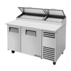 True 60-Inch Two Solid Door Refrigerated Pizza Prep Table For Efficient Kitchen Workflows