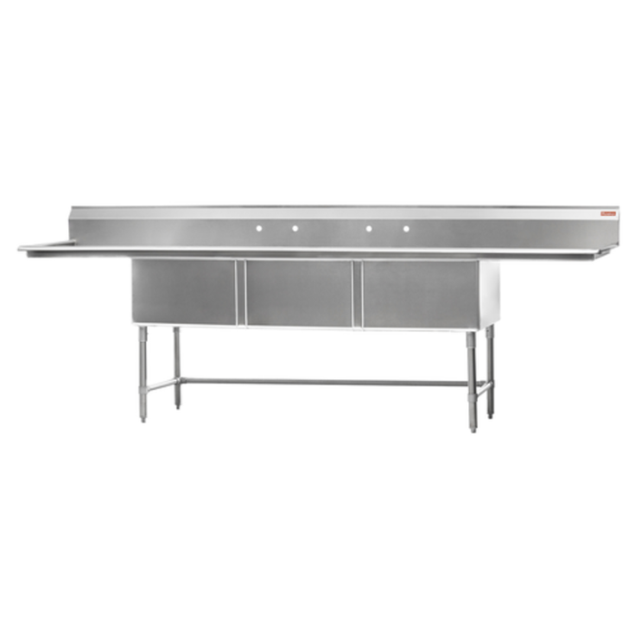 Rosko RO-ST-2424-LR24 120" x 29.5" Three Compartment Sink