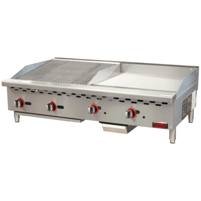 Omcan 48297 48" Countertop Gas Griddle Charbroiler Combination Unit