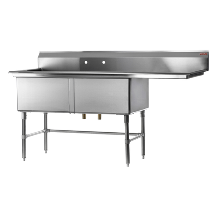 Rosko RO-SD-1818-R18 56.5" Two Compartment Sink w/ Right Drainboard
