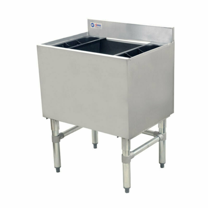 Omcan 43477 24-Inch Insulated Underbar Ice Bin with Cold Plate stainless steel underbar ice bin with legs