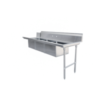 Omcan 48498 Table de Plonge Sale 84"L x 30"l Triple Évier de Pré-Rinçage