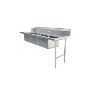 Omcan 48498 Table de Plonge Sale 84"L x 30"l Triple Évier de Pré-Rinçage