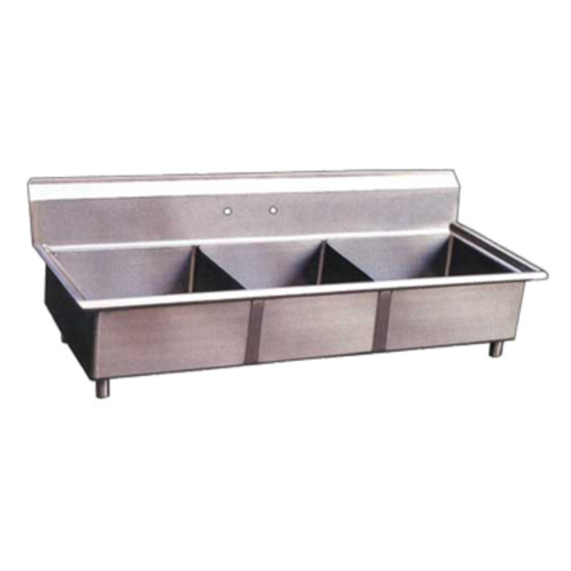 Three Compartment Stainless Steel Pot Sink With Three Separate Compartments For Efficient Warewashing