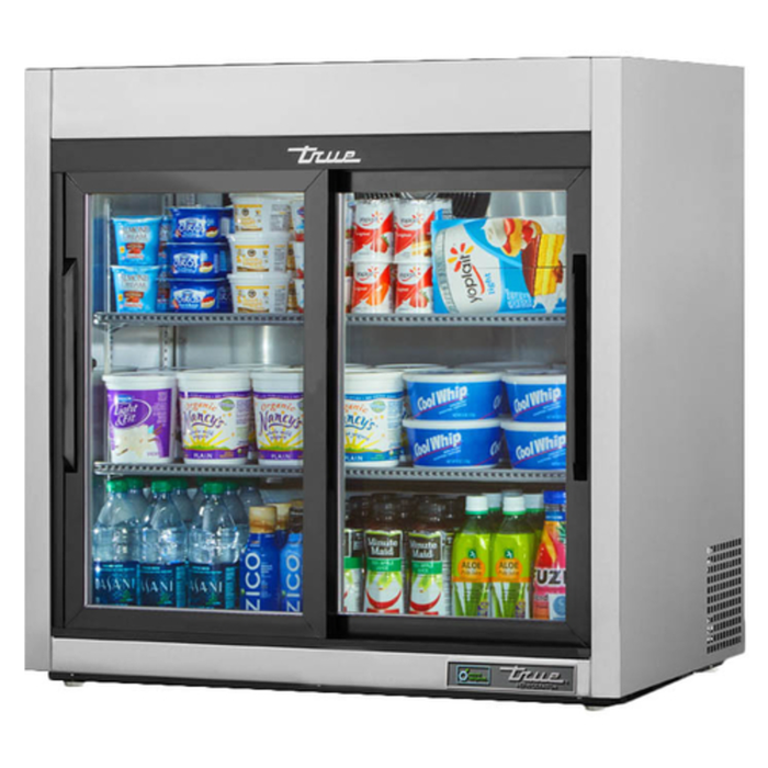 Réfrigérateur de comptoir vitré coulissant de 91 cm True Manufacturing