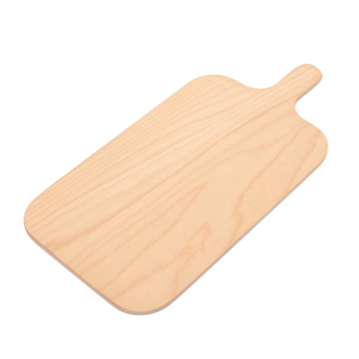 Omcan 81228 Linea Dori 14" x 8.75” Beech Wood Pinsa Romana Serving Board 0.3" Thick with 4” Handle rectangular board