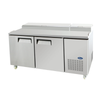 Atosa MPF8202GR 67" Refrigerated Pizza Prep Table With Stainless Steel Finish And Locking Casters